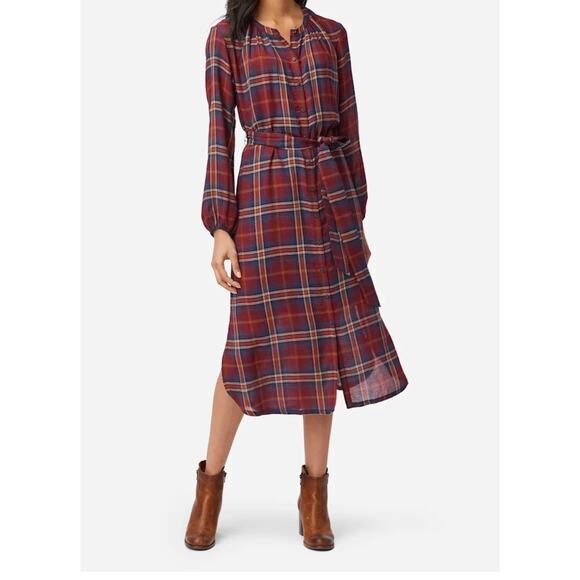 Pendleton Button-Front Plaid Midi Shirt Dress Belted Wool Blend Western Size SP - Picture 1 of 16